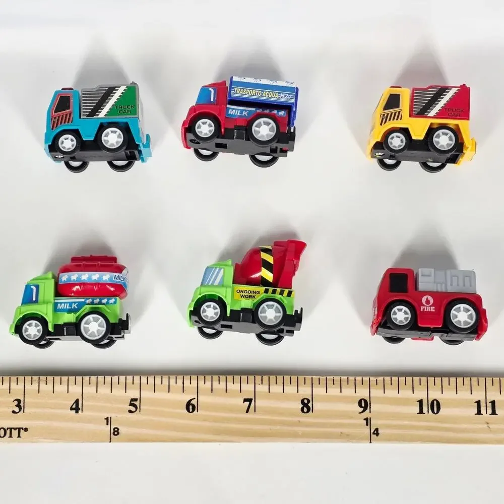 FUNCORN TOYS MINI PULL‑BACK VEHICLE SET – 6 MIXED CARS & TRUCKS – AGES 3+